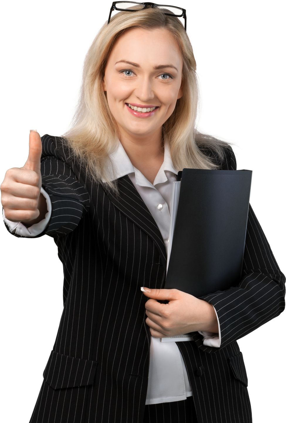 Woman Wearing an Office Attire Posing with a Thumbs Up